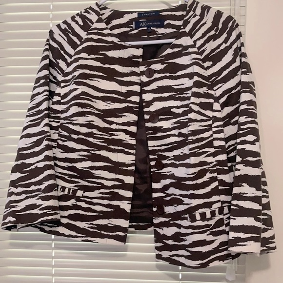 Anne Klein Women’s 10 Brown Zebra Print Jacket - Picture 1 of 6
